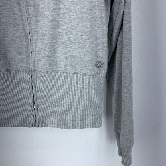 Kardashian Kollection Large Track Jacket Full Zip Minimal Stretch Warm Gray - Picture 2 of 11